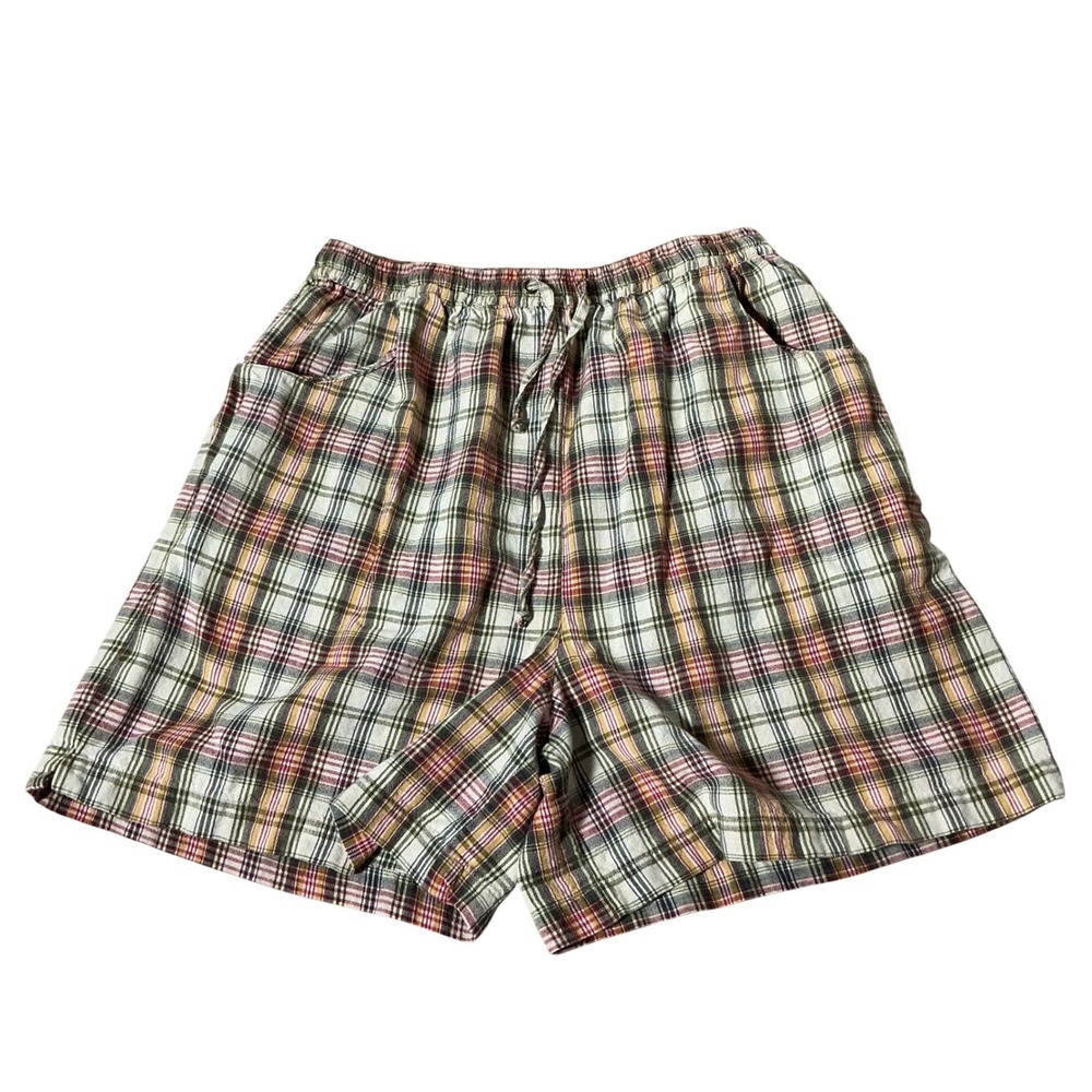Fashion Bug Granola Plaid Casual Shorts Womens M Multi-Color Elastic Cotton